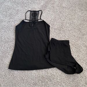 Tank & Shorts Black Lace Sleepwear Set in Women’s XS